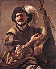 A Laughing Bravo with a Bass Viol and a Glass by Hendrick Terbrugghen